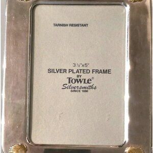 Vintage Picture Frame Towle Silversmiths 3.5"x5" Silver Plated Gold Shell Accent